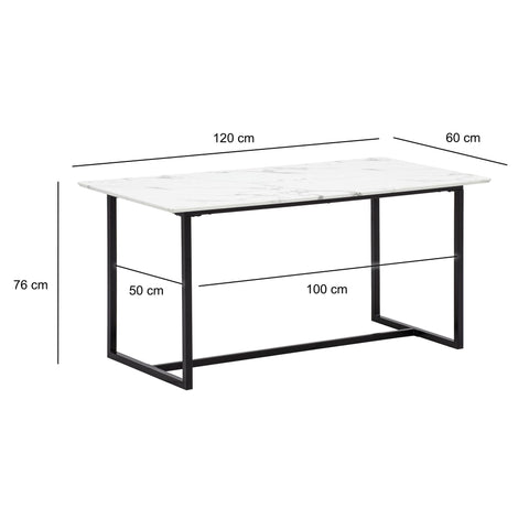 Rootz Modern Dining Table - Rectangular Table - White Look Top - Seats 6 - Anti-Slip Design - 120cm x 60cm x 76cm