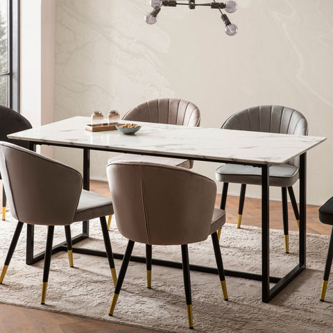 Rootz Modern Dining Table - Large Dining Table - Rectangular Table - Seats 10 - Marble Look - 200cm x 90cm x 76cm