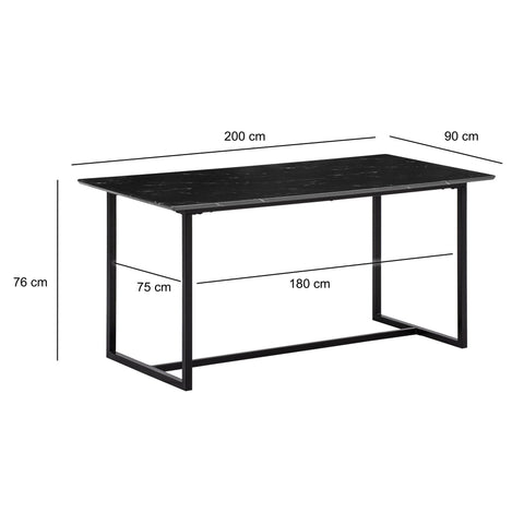 Rootz Large Dining Room Table - Modern Dining Table - Marble Look Table - Seats 10, Anti-Slip, 200cm x 90cm x 76cm
