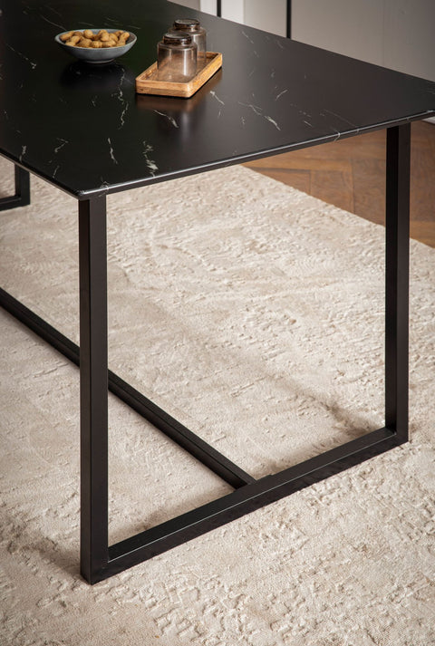 Rootz Large Dining Room Table - Modern Dining Table - Marble Look Table - Seats 10, Anti-Slip, 200cm x 90cm x 76cm