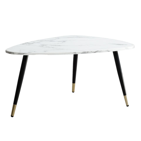 Rootz Triangular Sofa Table - Modern Coffee Table - Stylish Living Room Table - Marble Look - 90cm x 60cm x 41cm
