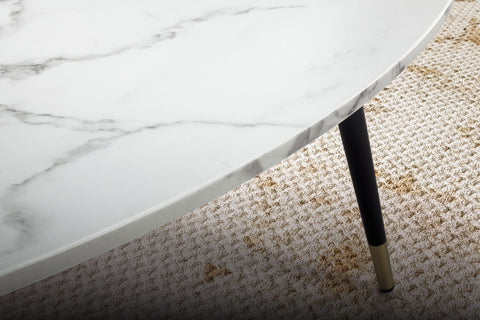 Rootz Triangular Sofa Table - Modern Coffee Table - Stylish Living Room Table - Marble Look - 90cm x 60cm x 41cm