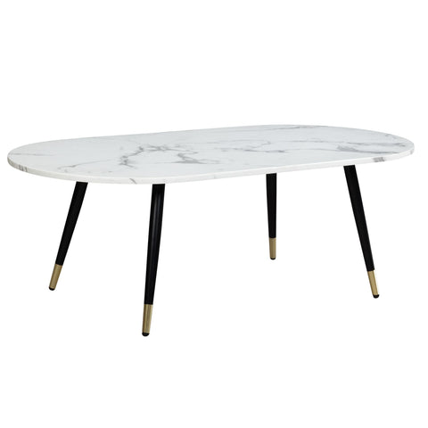 Rootz Oval Sofa Table - Modern Coffee Table - Living Room Table - Marble Look - 120cm x 60cm x 41.5cm