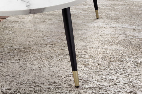 Rootz Oval Sofa Table - Modern Coffee Table - Living Room Table - Marble Look - 120cm x 60cm x 41.5cm