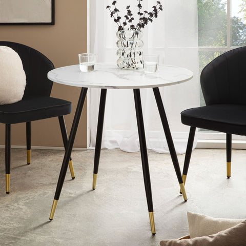 Rootz Round Dining Table - Modern Dining Furniture - Marble-Style Table - Scratch-Resistant - 75cm x 75cm x 76cm