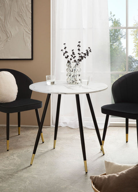 Rootz Round Dining Table - Modern Dining Furniture - Marble-Style Table - Scratch-Resistant - 75cm x 75cm x 76cm