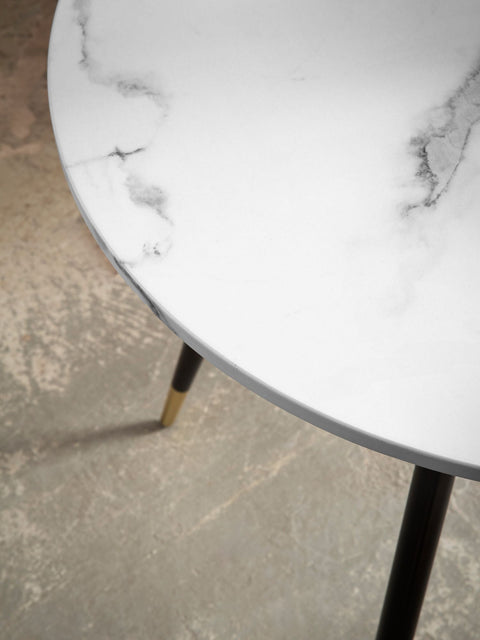 Rootz Round Dining Table - Modern Dining Furniture - Marble-Style Table - Scratch-Resistant - 75cm x 75cm x 76cm