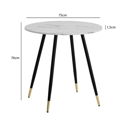 Rootz Round Dining Table - Modern Dining Furniture - Marble-Style Table - Scratch-Resistant - 75cm x 75cm x 76cm