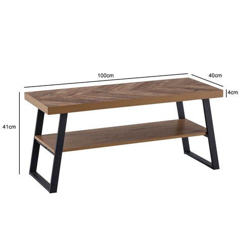 Rootz Rectangular Coffee Table - Modern Softs - Brown, Black Look - Ample Storage - 100cm x 40cm x 41cm