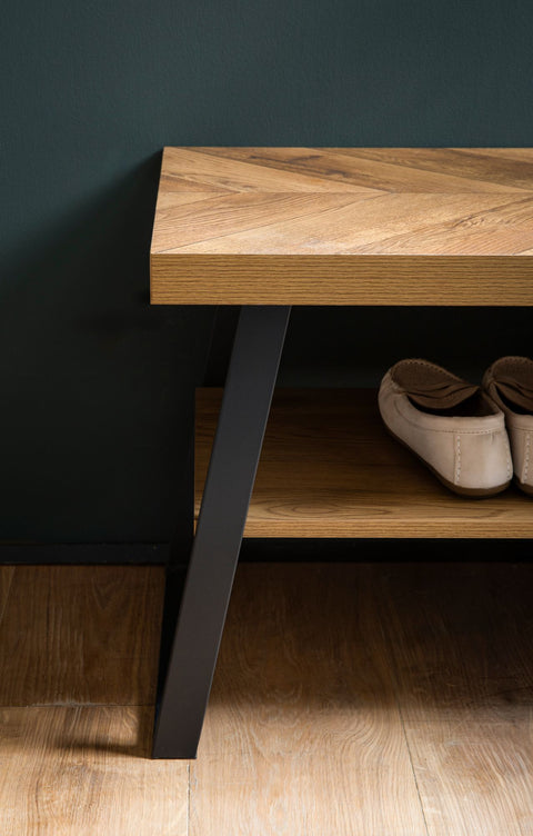 Rootz Rectangular Coffee Table - Modern Softs - Brown, Black Look - Ample Storage - 100cm x 40cm x 41cm