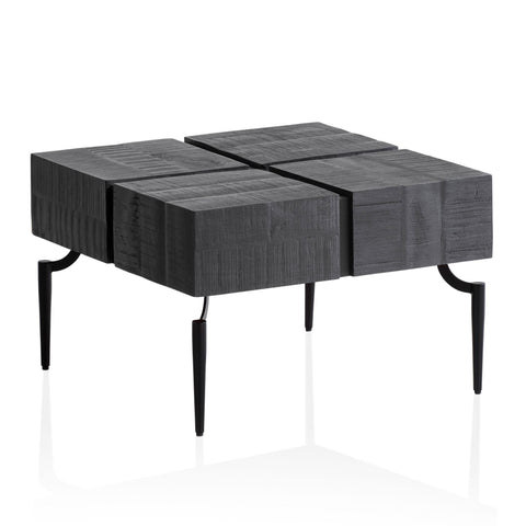 Rootz Coffee Table - Mango Wood Sofa Table - Modern Cube Table - Handcrafted, Unique Design, Protective Varnish - 60cm x 60cm x 40cm