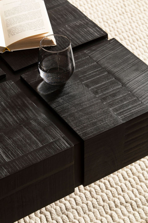 Rootz Coffee Table - Mango Wood Sofa Table - Modern Cube Table - Handcrafted, Unique Design, Protective Varnish - 60cm x 60cm x 40cm