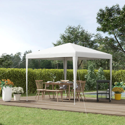 Rootz Garden Pavilion - Party Tent - Marquee Tent - Click System - Steel - Polyethylene - White - 270L x 270W x 254H cm