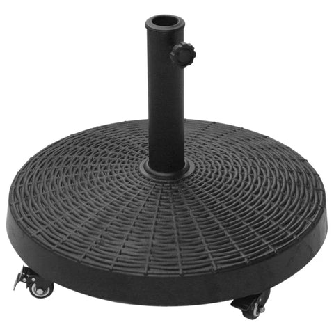 Rootz Parasol Stand - Umbrella Stand - Umbrella Holder - Umbrella Base - Rattan Look - Synthetic Resin + Metal - Black - Ø52 x 41 cm