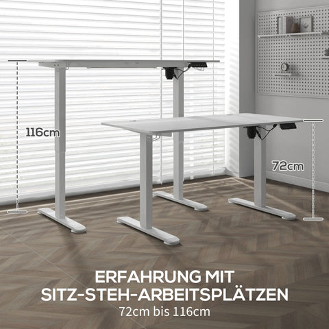 Rootz Vinsetto Elektrisch sta-bureau - In hoogte verstelbaar bureau - Ergonomisch bureau - 4 vooraf ingestelde hoogtes - Botsbescherming - 140 cm x 70 cm x 72-116 cm - Spaanplaat en staal