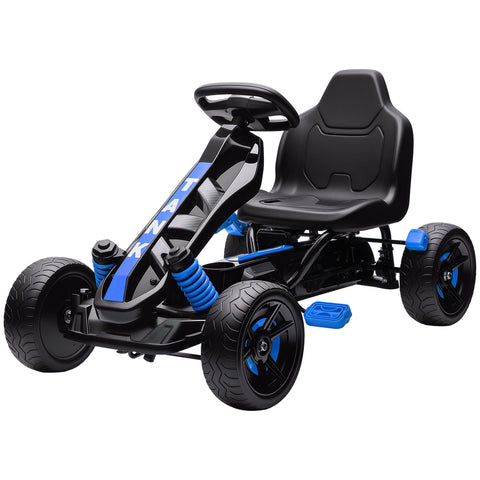 Rootz Children's Pedal Gokart - Tread Car - Go-Kart for Kids - Non-Slip Wheels - 60.5cm H x 34cm W x 31.5cm Seat H - Blue