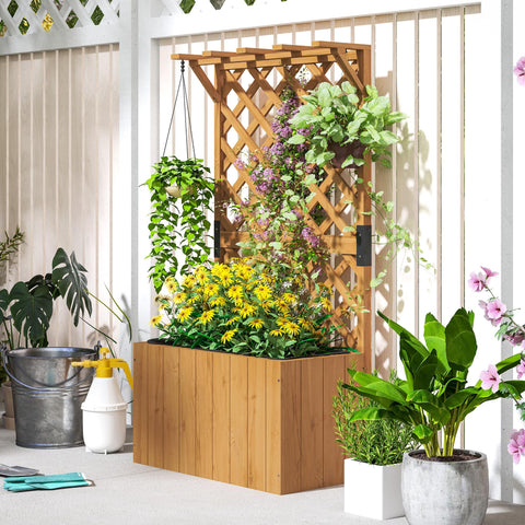 Rootz Hochbet Garden Trellis - Raised Bed - Plant Box - Weatherproof Wood - 64cm x 33cm x 122cm