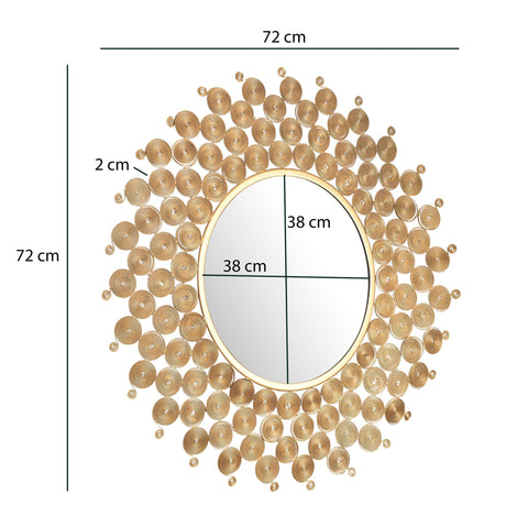Rootz Round Wall Mirror - Sun-Shaped Frame - Round Shape - Handmade - Glass Mirror - 72cm x 72cm x 2cm