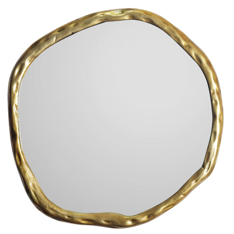 Rootz Unique Asymmetrical Wall Mirror - Modern Mirror - Handcrafted - Gold Frame - 60cm x 60cm x 3cm - Glass and Aluminum