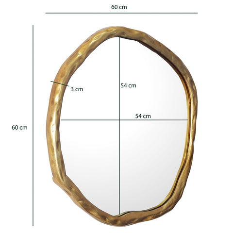Rootz Unique Asymmetrical Wall Mirror - Modern Mirror - Handcrafted - Gold Frame - 60cm x 60cm x 3cm - Glass and Aluminum