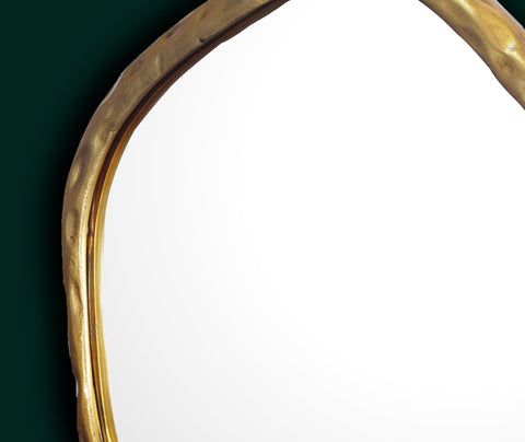 Rootz Unique Asymmetrical Wall Mirror - Modern Mirror - Handcrafted - Gold Frame - 60cm x 60cm x 3cm - Glass and Aluminum