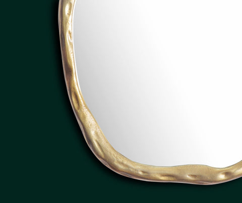 Rootz Unique Asymmetrical Wall Mirror - Modern Mirror - Handcrafted - Gold Frame - 60cm x 60cm x 3cm - Glass and Aluminum