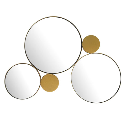 Rootz Modern Design Wall Mirror - Decorative Round Mirrors - Handcrafted - Iron Frame - Gold - 80cm x 60cm x 3cm