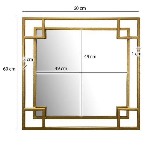Rootz Modern Design Wall Mirror - Square Mirror - Interlocking Corners - Handmade - Glass Frame - 60cm x 60cm x 3cm
