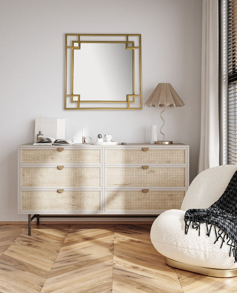 Rootz Modern Design Wall Mirror - Square Mirror - Interlocking Corners - Handmade - Glass Frame - 60cm x 60cm x 3cm