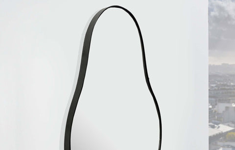 Rootz Asymmetrical Wall Mirror - Decorative Wall Art - Unique Design - Handcrafted - 40cm x 80cm x 2.5cm - Black Iron Frame