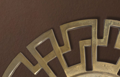 Rootz Art Deco Style Wall Mirror - Decorative Round Mirror - Geometric Frame - Handmade - Gold - 60cm x 60cm x 2.5cm