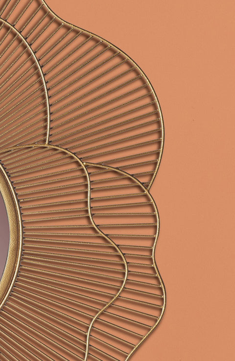 Rootz Rose Petal Wall Mirror - Modern Aesthetic Mirror - Handmade - Gold Frame - Glass Surface - 77cm x 77cm x 2.5cm