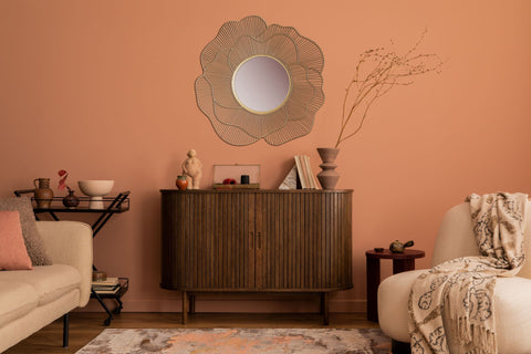 Rootz Rose Petal Wall Mirror - Modern Aesthetic Mirror - Handmade - Gold Frame - Glass Surface - 77cm x 77cm x 2.5cm