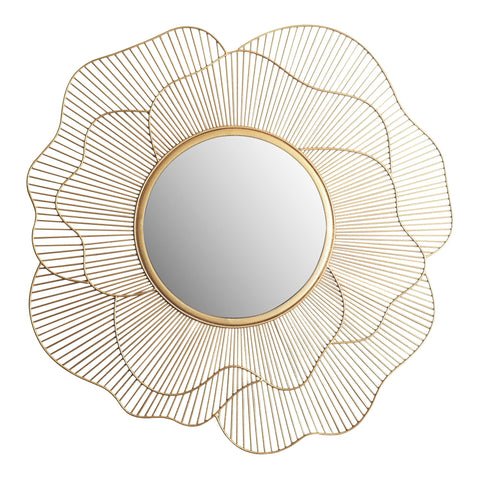 Rootz Rose Petal Wall Mirror - Modern Aesthetic Mirror - Handmade - Gold Frame - Glass Surface - 77cm x 77cm x 2.5cm