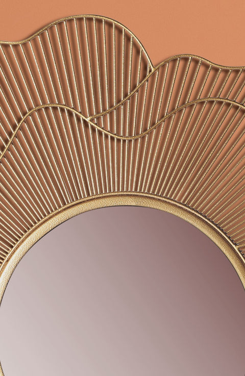 Rootz Rose Petal Wall Mirror - Modern Aesthetic Mirror - Handmade - Gold Frame - Glass Surface - 77cm x 77cm x 2.5cm