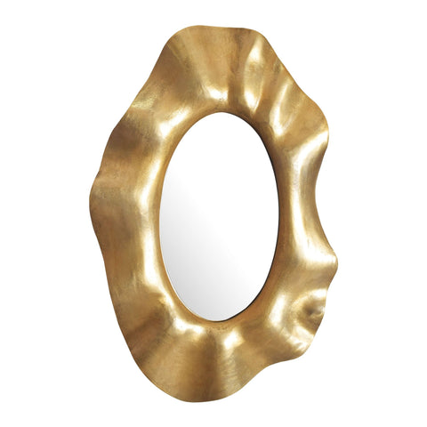Rootz Modern Wall Mirror - Oval Mirror - Unshaped Frame - Handmade - Gold Frame - 60cm x 90cm x 5.5cm
