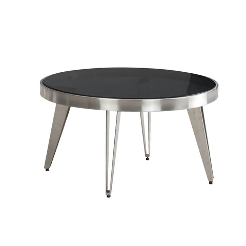 Rootz Modern Design Coffee Table - Round Table - Mirrored Table - Unique Handmade Piece - Black/Silver - 60cm x 60cm x 33cm