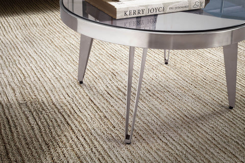 Rootz Modern Design Coffee Table - Round Table - Mirrored Table - Unique Handmade Piece - Black/Silver - 60cm x 60cm x 33cm