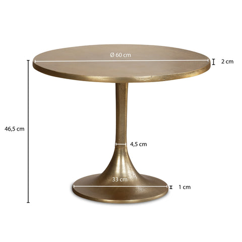 Rootz Modern Design Round Sofa Table - Gold Coffee Table - End Table - Handcrafted - 60cm x 60cm x 46.5cm - Aluminium - Magazine Storage