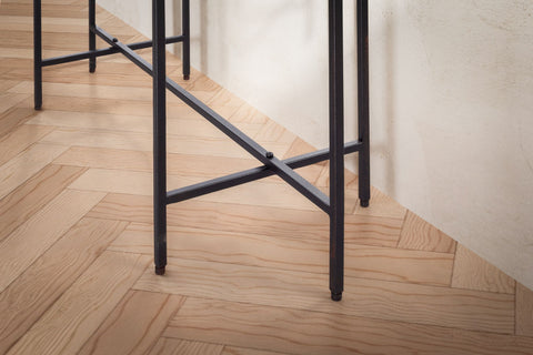 Rootz Modern Console Table - Entryway Table - Sofa Table - Glass Top - Metal Frame - Handmade - 90cm x 29cm x 85cm