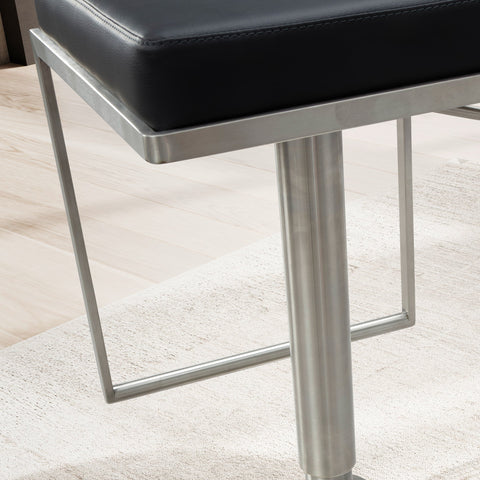 Rootz Modern Bar Stool - Contemporary Stool - Metal Frame - Adjustable Height - 73-91cm x 38cm x 39cm