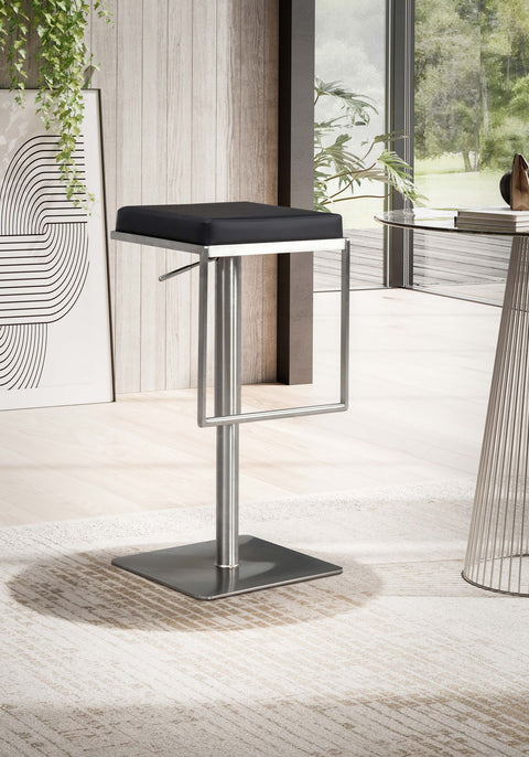Rootz Modern Bar Stool - Contemporary Stool - Metal Frame - Adjustable Height - 73-91cm x 38cm x 39cm