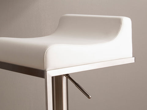 Rootz Modern Bar Stool - White Counter Chair - Bistro Stool - Adjustable Height, Anti-Slip Pads, Easy Care - 42cm x 42cm x 67-92cm