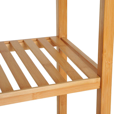 Rootz Bathroom Cabinet - Freestanding - 3 Shelves - Narrow & High - Tall Storage Unit - Slatted Door - Natural - 36 x 33 x 140cm