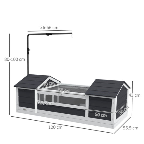 Rootz Outdoor Tortoise House - Turtle Enclosure - Reptile Habitat - Adjustable Lamp - 120 x 56.5 x 43cm