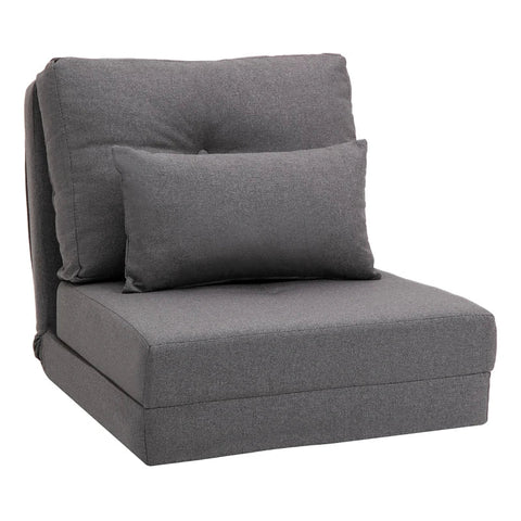 Rootz Floor Chair - Opvouwbare matras - Slaapmat - 2-in-1 ontwerp - Afneembaar kussen - Linnen - Schuim - Metaal - Donkergrijs - 60 X 80 X 56 Cm