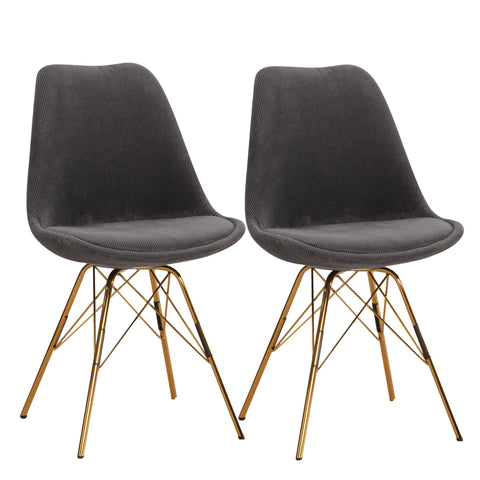 Rootz Eetkamerstoel Set van 2 - Antraciet stoffen stoelen - Scandinavische keukenstoelen - Comfortabel en duurzaam - Niet-piepende poten - 48 cm x 58 cm x 85 cm
