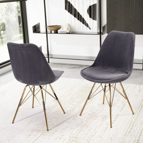 Rootz Eetkamerstoel Set van 2 - Antraciet stoffen stoelen - Scandinavische keukenstoelen - Comfortabel en duurzaam - Niet-piepende poten - 48 cm x 58 cm x 85 cm