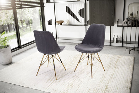 Rootz Eetkamerstoel Set van 2 - Antraciet stoffen stoelen - Scandinavische keukenstoelen - Comfortabel en duurzaam - Niet-piepende poten - 48 cm x 58 cm x 85 cm