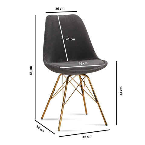 Rootz Eetkamerstoel Set van 2 - Antraciet stoffen stoelen - Scandinavische keukenstoelen - Comfortabel en duurzaam - Niet-piepende poten - 48 cm x 58 cm x 85 cm